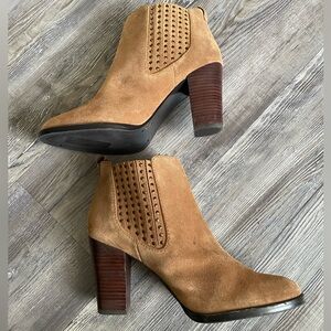 ANTONIO MELANI Camel Suede Heeled Boots